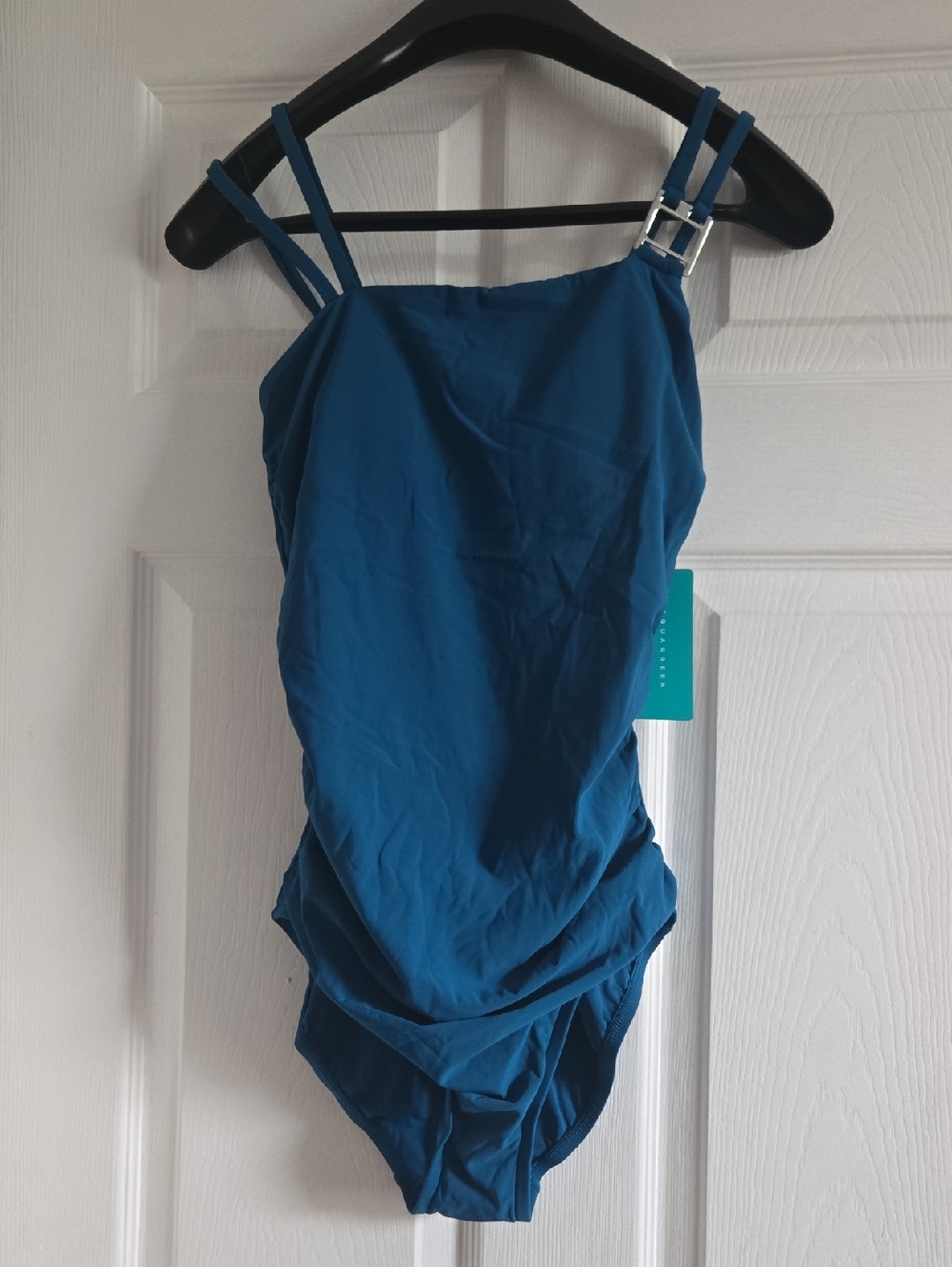 Aqua Green Teal Double-Strap One-Piece Swimsuit